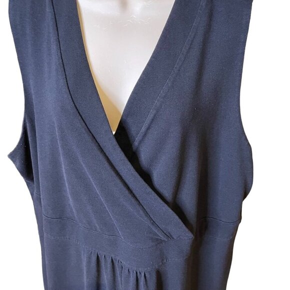Lands End Faux Wrap Black Long Dress Plus Size 3X Sleeveless u - Picture 3 of 8